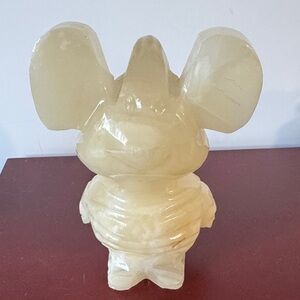 Vintage Hand Carved Alabaster/Onyx Mouse Figure 5 1/4” Cream Mouse Figurine